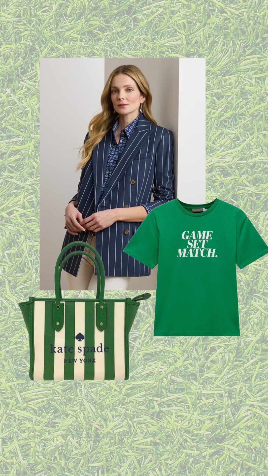 Wimbledon vibes with the Ralph Lauren Ryen Navy Pinstripe Blazer, Mint Velvet’s Game Set & Match Green T shirt and Kate Spade Green Stripe Bag! 

#LTKuk #LTKeurope #LTKsummer