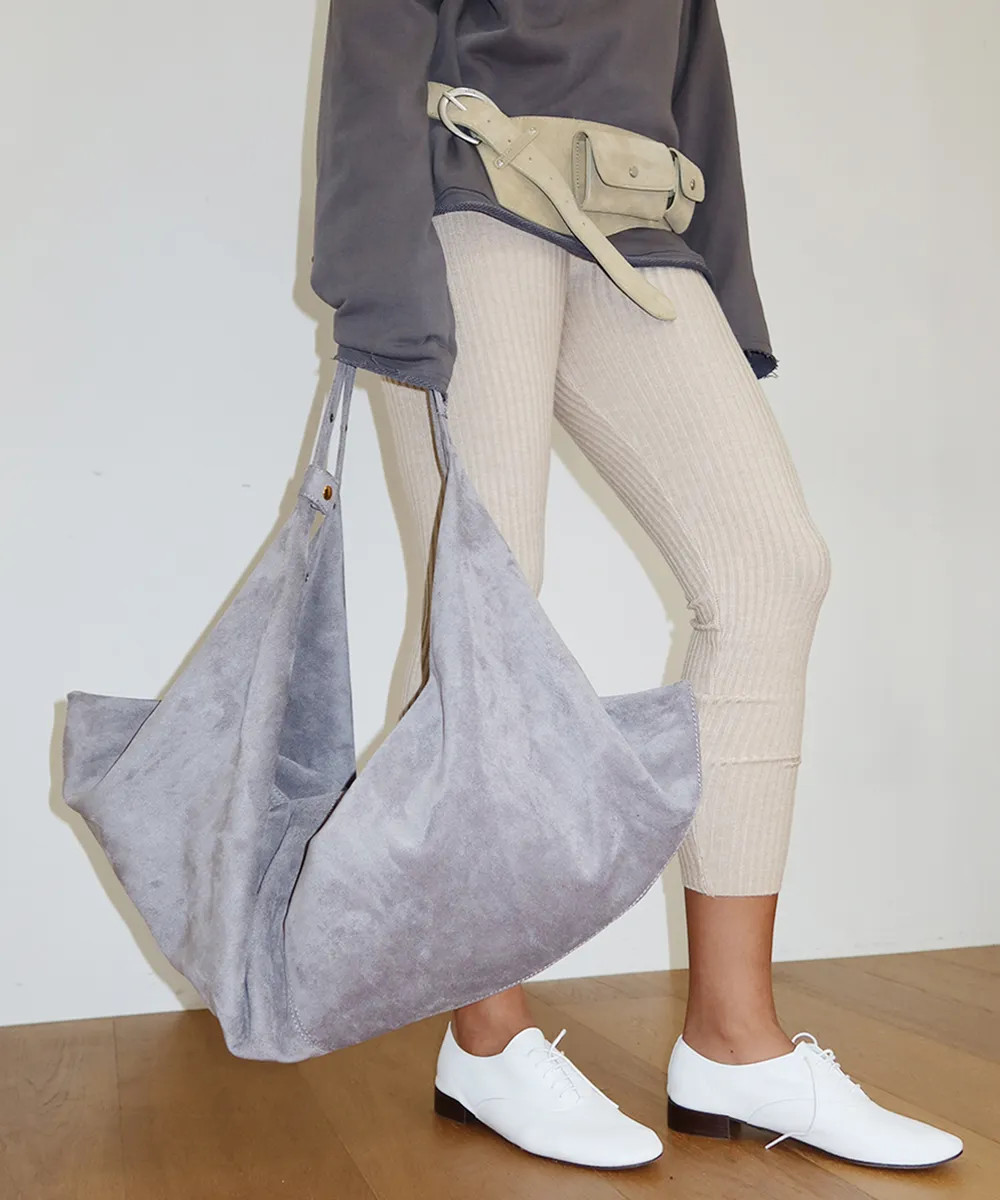 Studded Suede Shoulder Bag_Grey | Musinsa Global