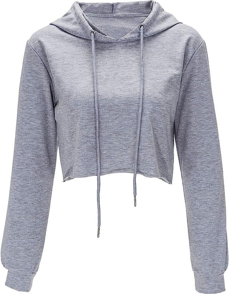 Moxeay Women's Long Sleeve Crop Top Hoodie Workout Cropped Hoodie Pullover Sweatshirt | Amazon (US)