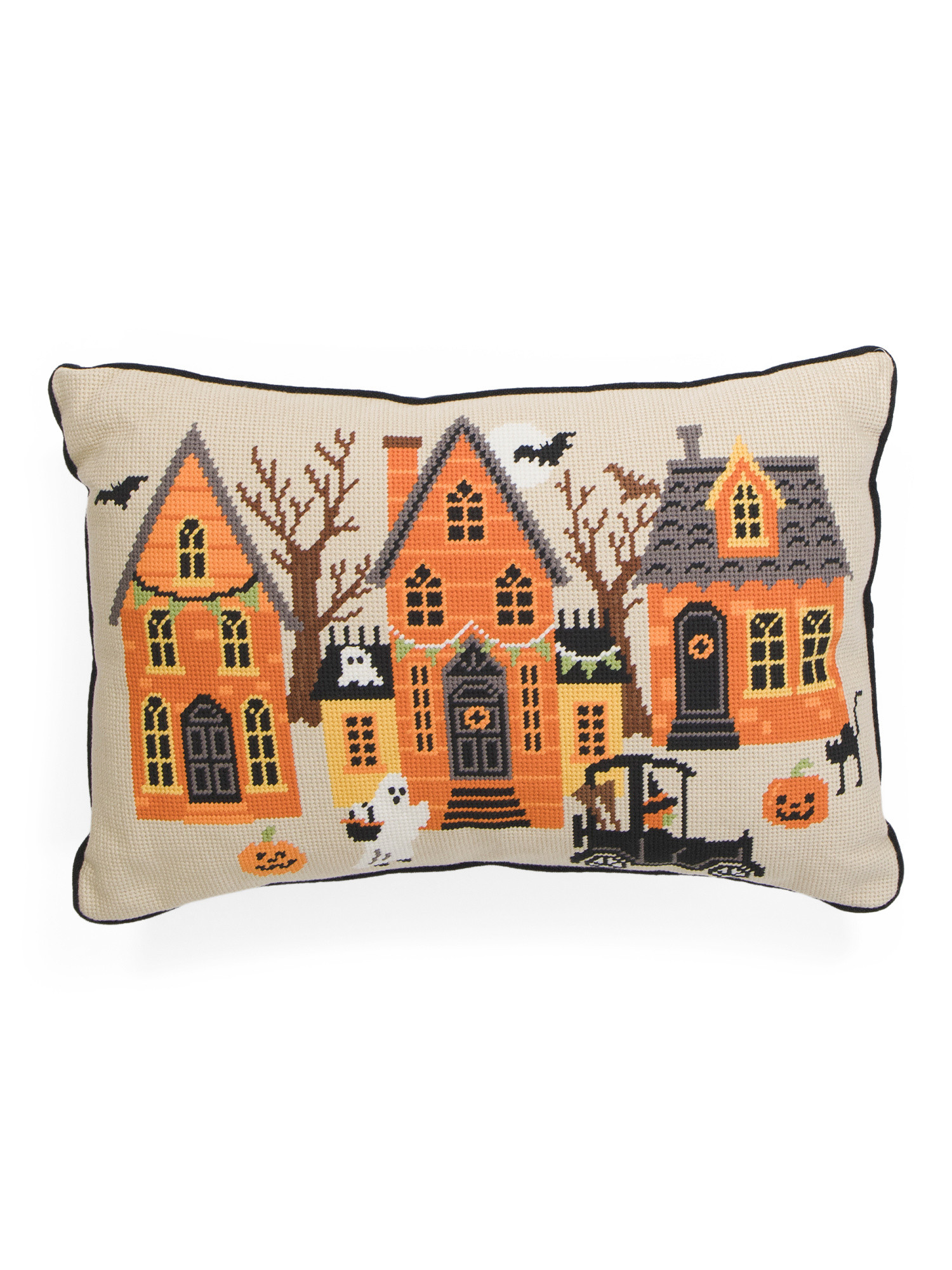 14x20 Evers Halloween Scene Needlepoint Pillow | TJ Maxx