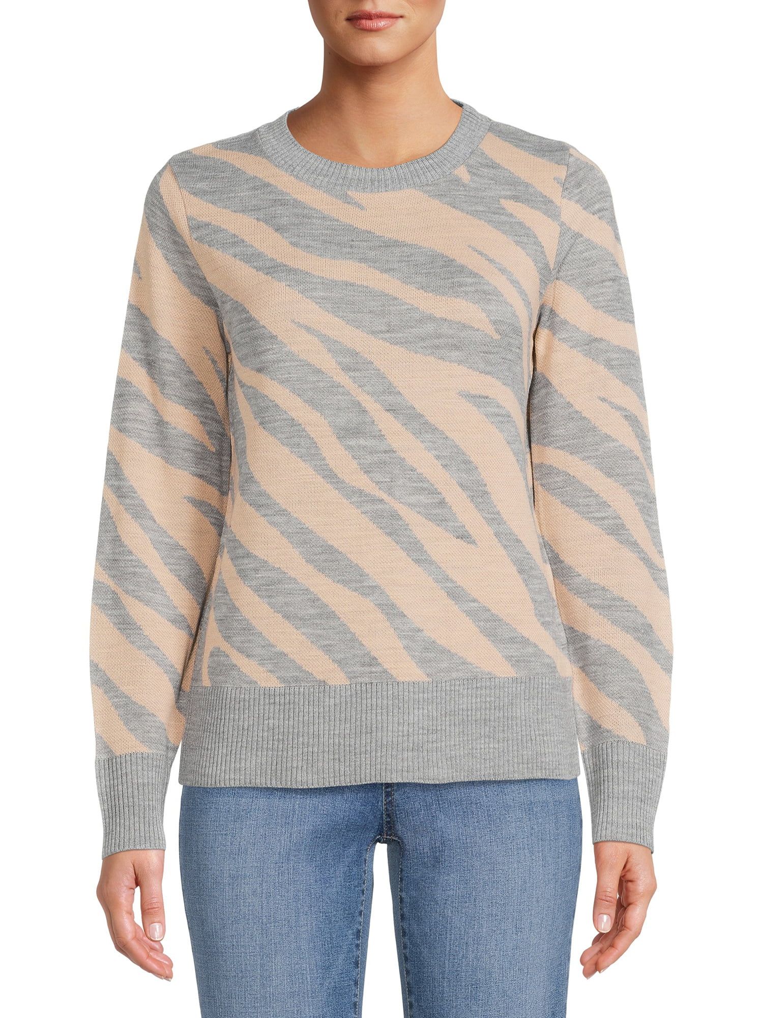 Time and Tru Women's Zebra Pattern Sweater | Walmart (US)