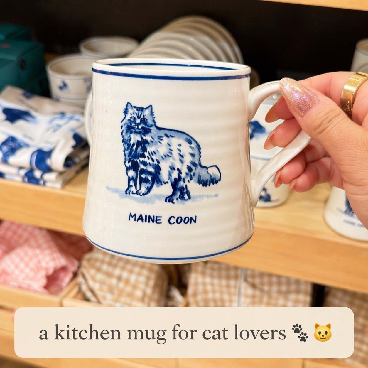 Maine Coon cat mug+blue and white ceramic kitchen mug for cat & coffee lovers 🐈

#LTKmomlife #LTKMothersDay #LTKselfcare
