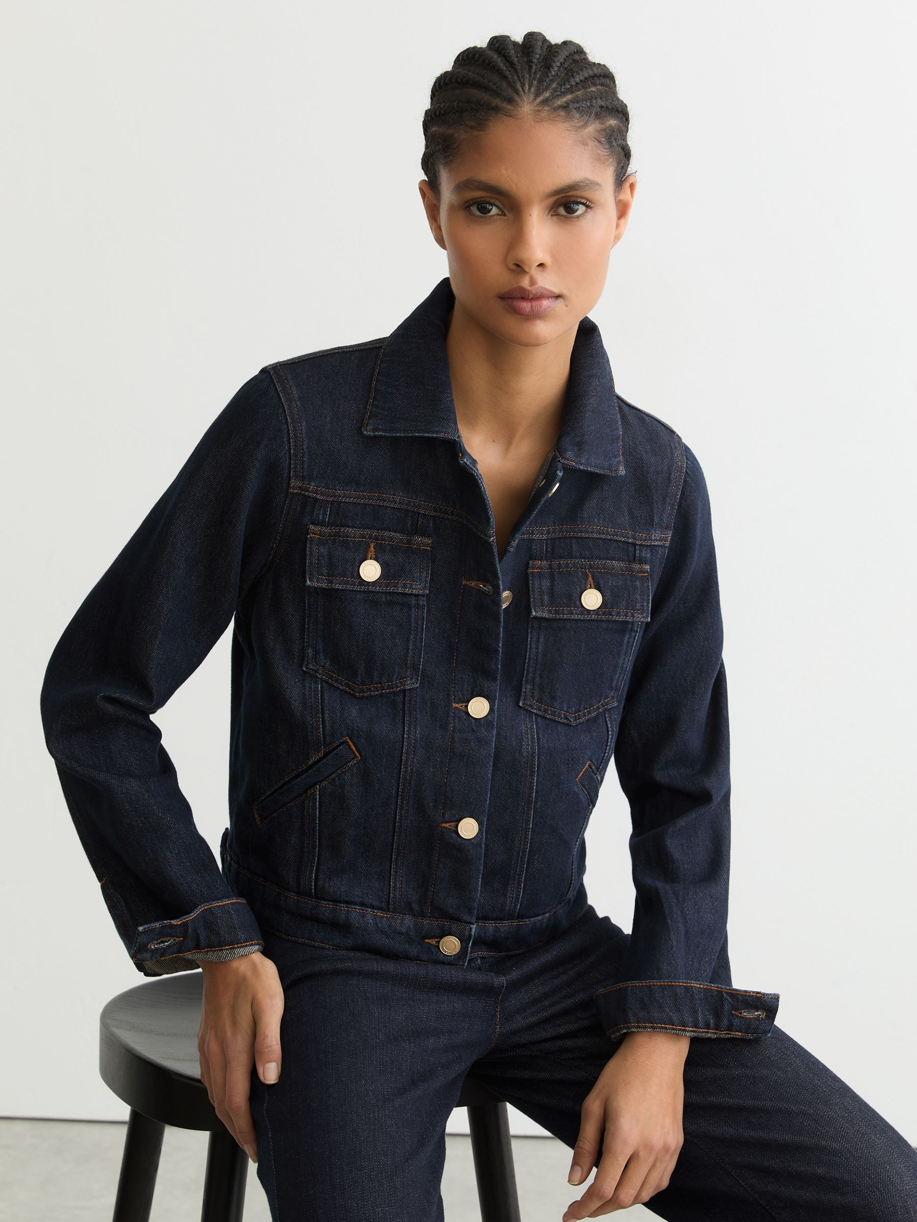 Reiss Trucker Jacket in Dark Blue - REISS | Reiss UK