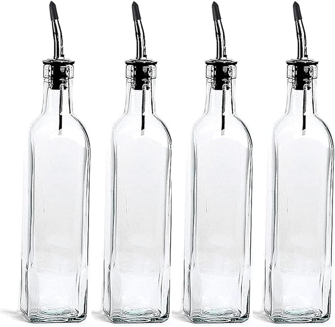 [4 PACK] DLD16 oz Glass Olive Oil Dispenser Bottle Set - 500ml Dark Green Oil & Vinegar Cruet Bot... | Amazon (US)