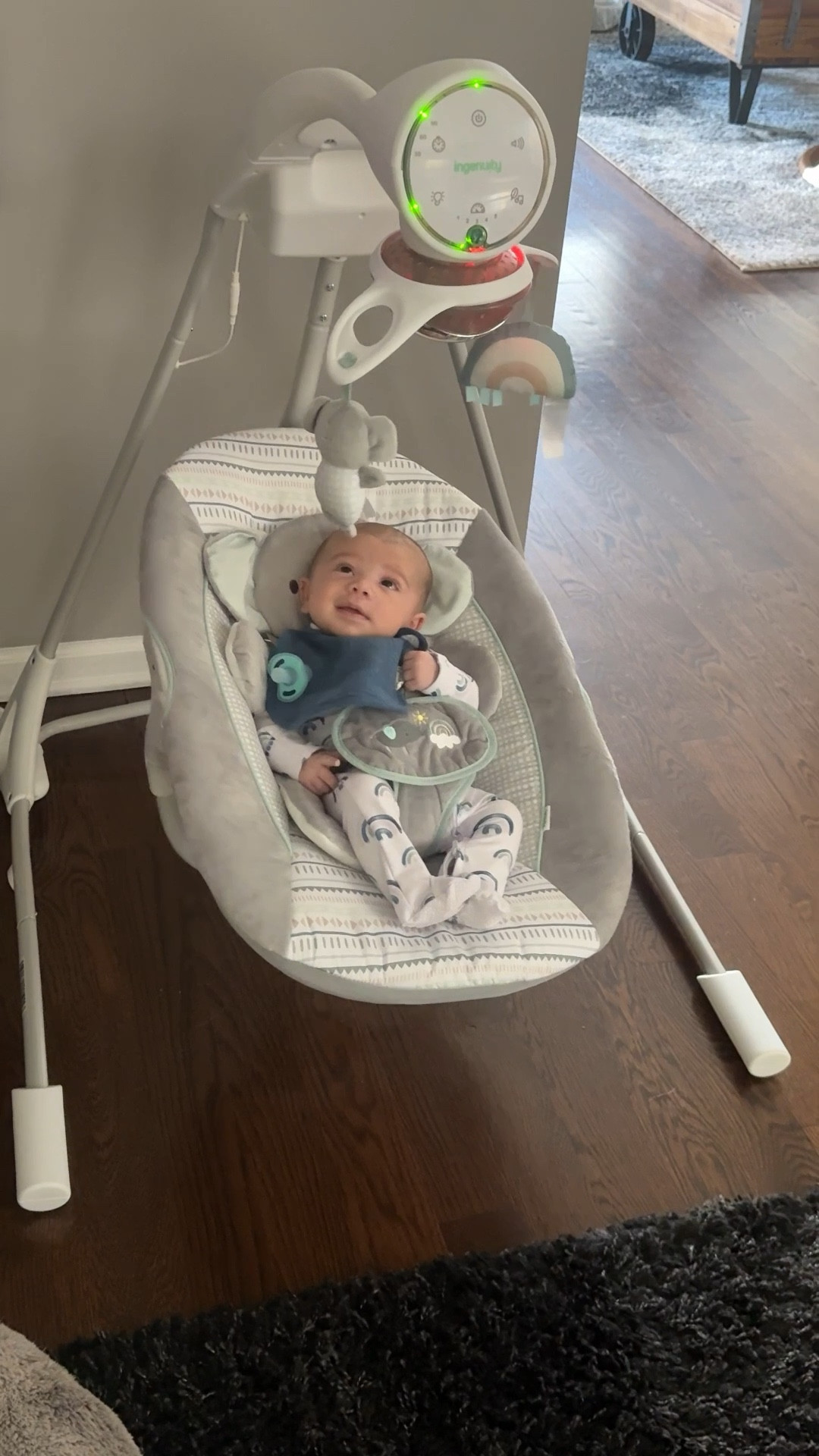 This swing has saved me! My baby will fall asleep within minutes and stay asleep. This type of swing is much better than the newer more aesthetically pleasing ones. Just get this and thank me later! Sometimes the old school ones just work better. However, this one is definitely more modern because it has lights, sounds, a moving mobile and the seat can rotate the other direction🙌🏽 #babyswing #babytips #momlife 