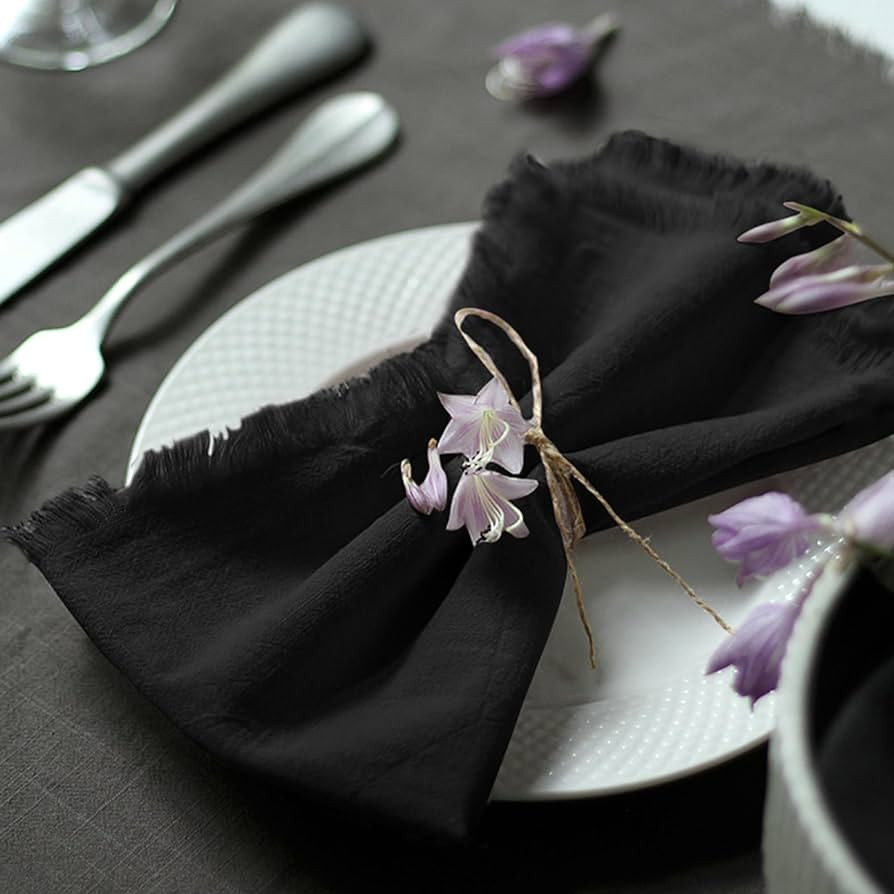 Handmade Cloth Napkins 100% Cotton Napkins with Fringe，Delicate Handmade Cloth Napkins for Dinn... | Amazon (US)