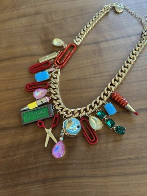 Betsey Johnson Back To School  Charm Statement Necklace Teacher Gold Tone | eBay | eBay US