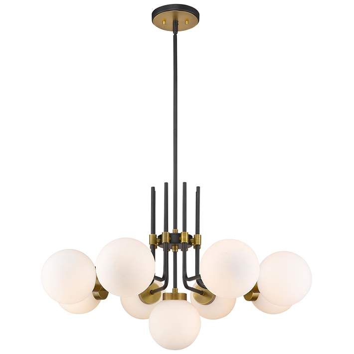 Parsons 32" Wide Matte Black and Olde Brass Modern 9-Light Chandelier - #96E50 | Lamps Plus | Lamps Plus