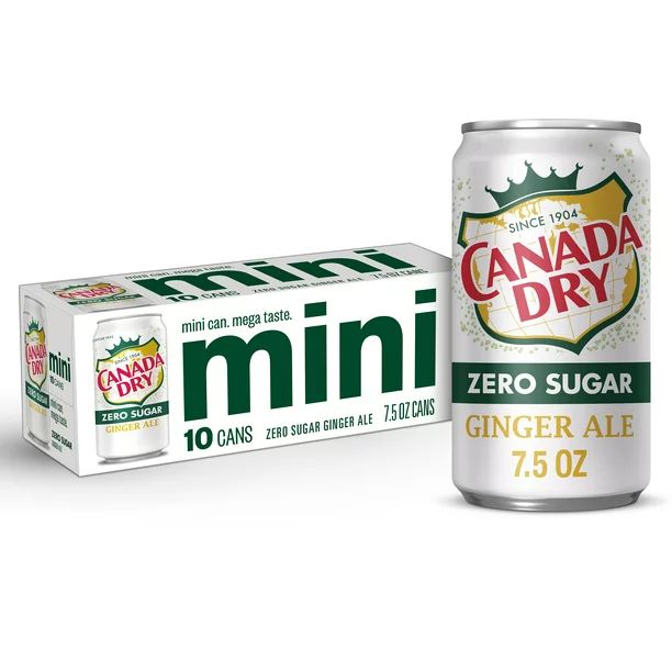 Canada Dry Zero Sugar Ginger Ale Soda, 7.5 fl oz mini cans, 10 pack | Walmart (US)