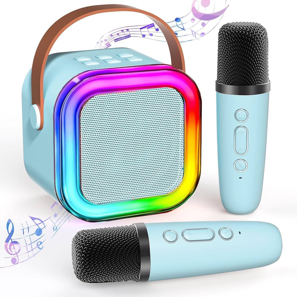 Mini Karaoke Machine for Kids Adults, Portable Bluetooth Karaoke Speaker with 2 Wireless Mics and... | Amazon (US)
