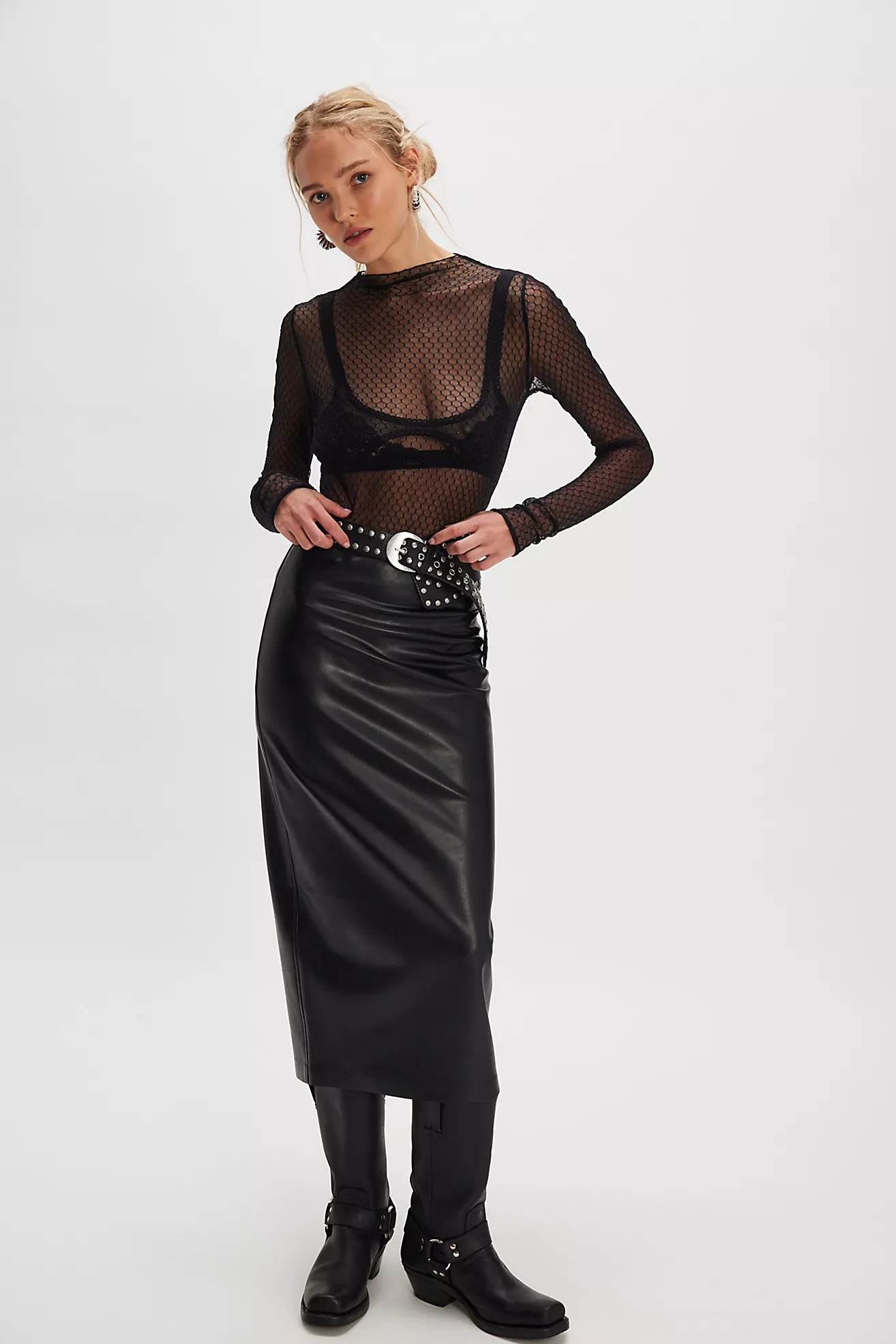 Norma Kamali Straight Vegan Midi Skirt | Free People (Global - UK&FR Excluded)