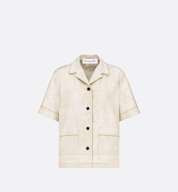 Dior Chez Moi Short-Sleeved Shirt Gold-Tone Technical Silk Twill with Toile de Jouy Motif | DIOR | Dior Beauty (US)