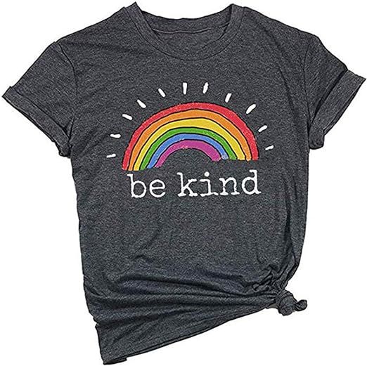 Mahrokh Be Kind Tshirts Women Rainbow Graphic Tees Inspirational T Shirts Casual Short Sleeve Top... | Amazon (US)