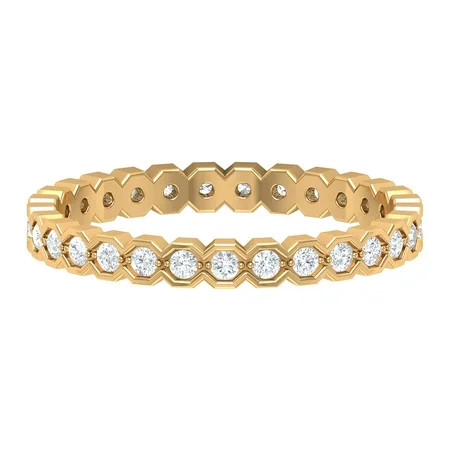 Rosec Jewels 3/4 CT Geometric Gold and Diamond Eternity Ring Natural Diamond Ring for Women Genuine  | Walmart (US)