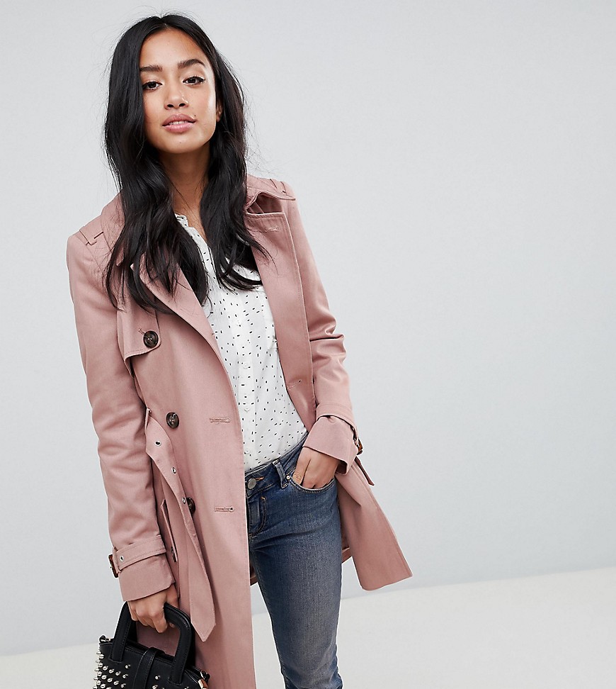ASOS DESIGN Petite classic trench coat - Pink | ASOS US