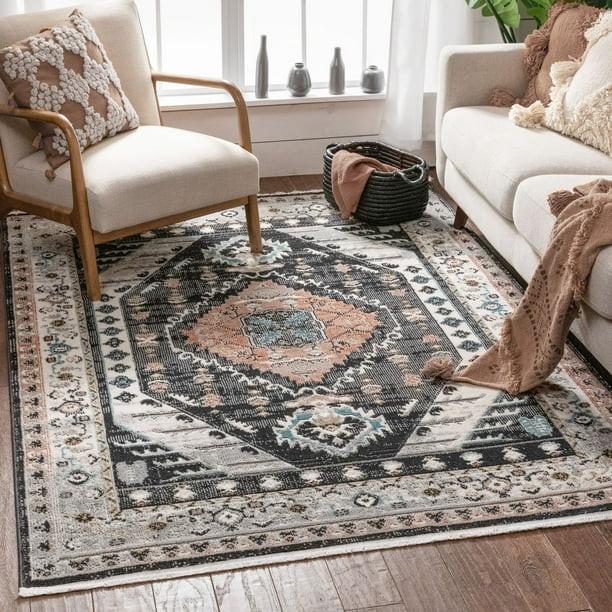 Well Woven Jolena Multi Black Vintage Oriental Distressed Medallion Pattern Boho Area Rug | Walmart (US)
