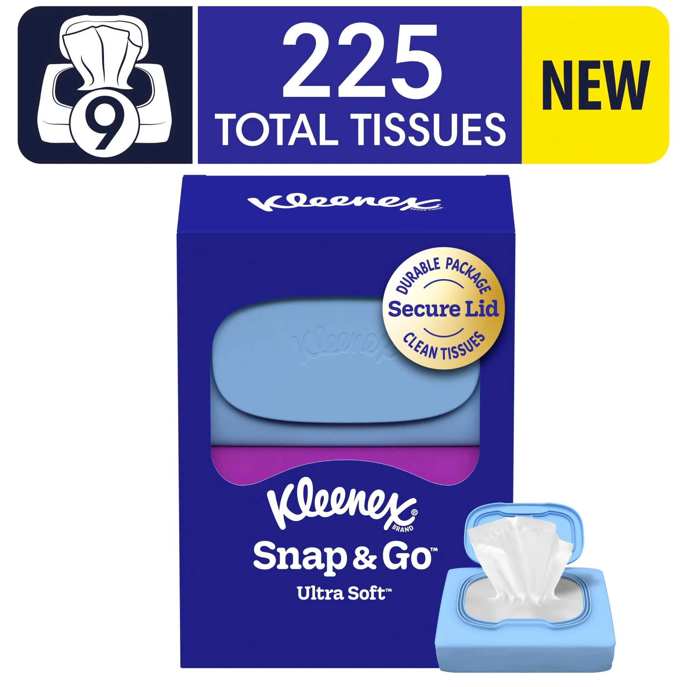 Kleenex Snap & Go Ultra Soft Facial Tissues, 9 On-the-Go Packs | Walmart (US)