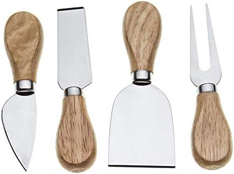 Bekith 8 Pieces Set Cheese Knives with Bamboo Wood Handle - 2 Cheese Knife, 2 Cheese Shaver, 2 Ch... | Amazon (US)