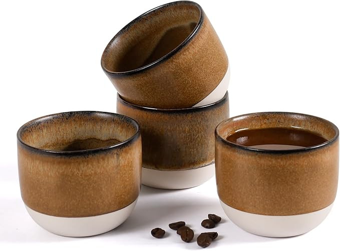 Ceramic Espresso Cups Set of 4, Double Walled Espresso Coffee Mugs for Nespresso Cups, Special gl... | Amazon (US)