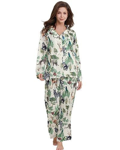 YiNi LuLu Womens Silk Satin Pajamas Set Button Down 2 Piece Pjs Set For Women Long Sleeve Oversiz... | Amazon (US)