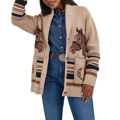Women's Wrangler Retro Horse Grandpa V-Neck Cardigan | Scheels