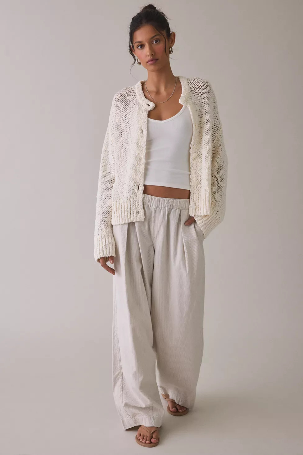BDG Bridget Cotton Slub Knit Oversized Cardigan | Urban Outfitters (US and RoW)