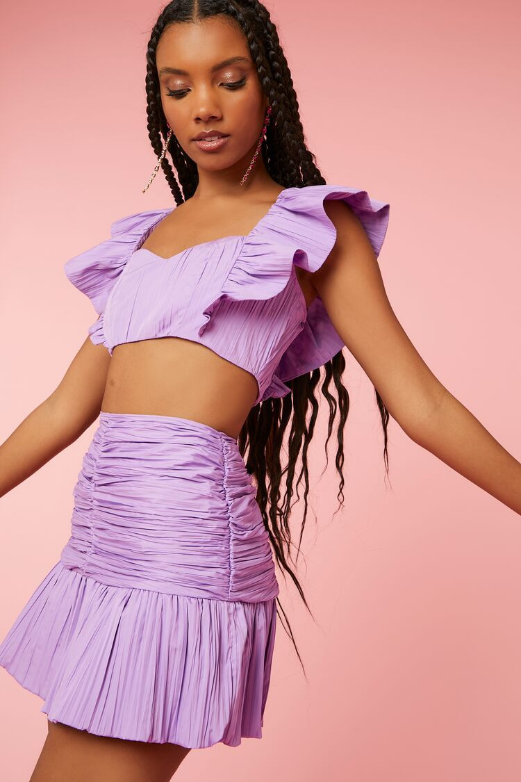 Butterfly-Sleeve Crop Top & Skirt Set | Forever 21 (US)