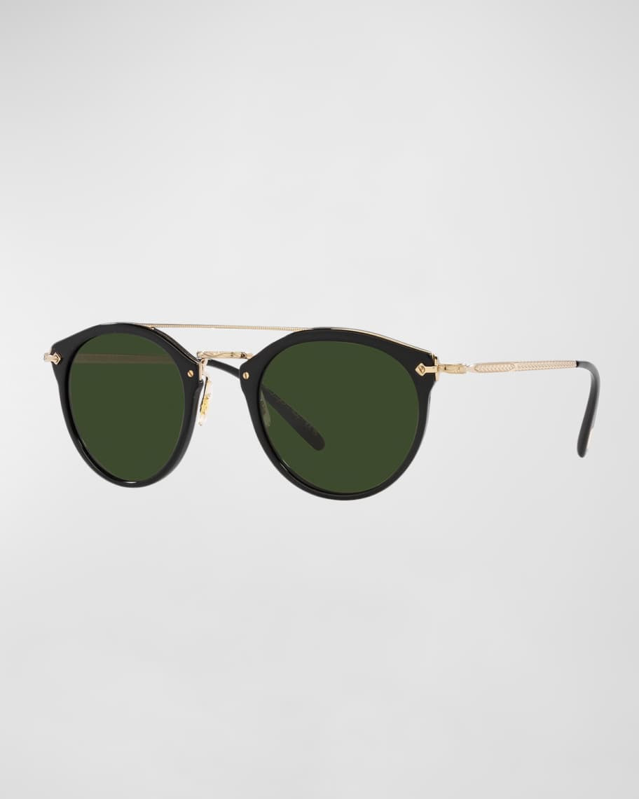 Oliver Peoples Remick Round Acetate & Plastic Aviator Sunglasses | Neiman Marcus