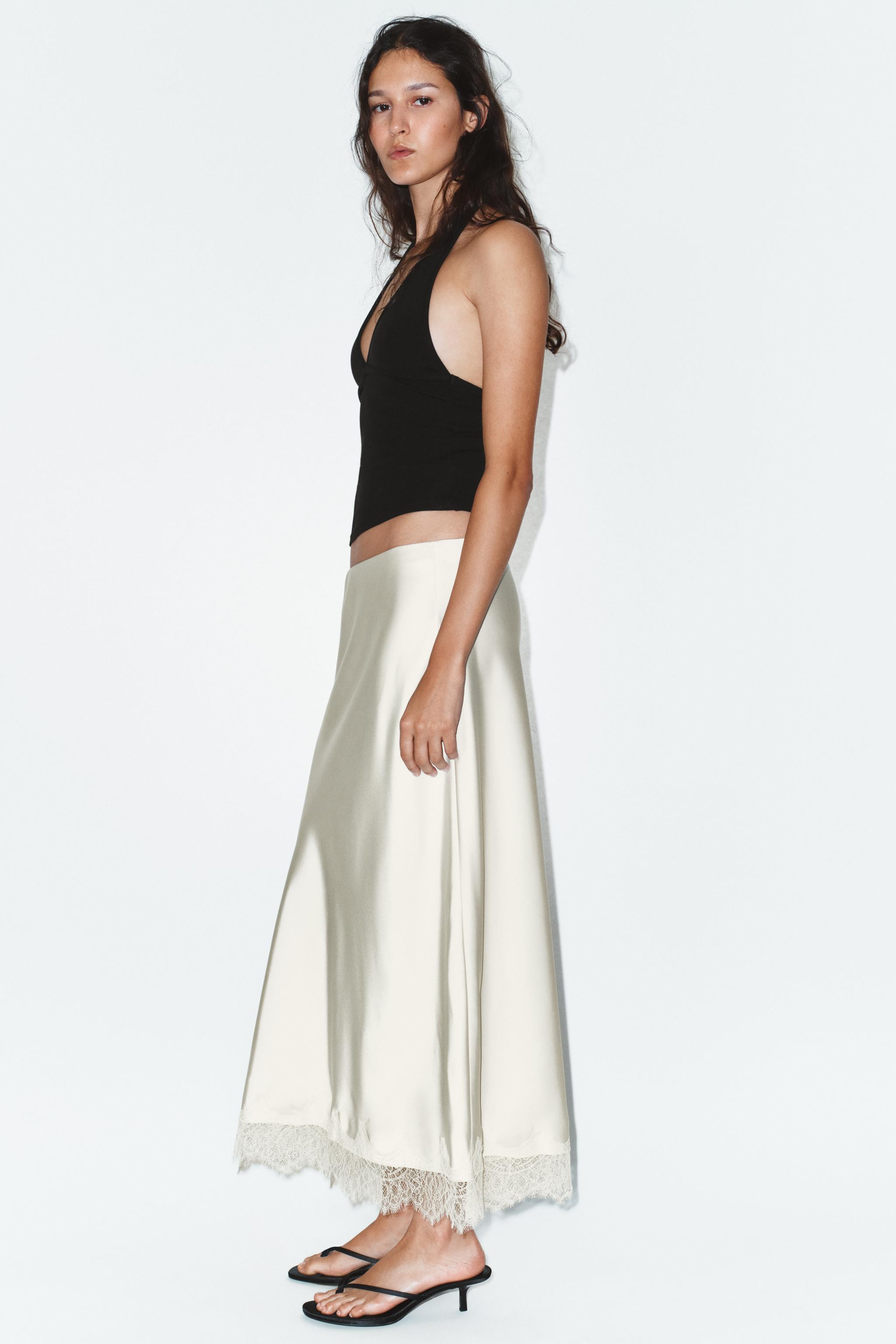 SATINIERTER MIDIROCK MIT SPITZE | Zara DE