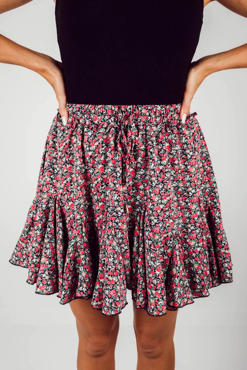 Flower Power Skort - Black Floral | The Impeccable Pig