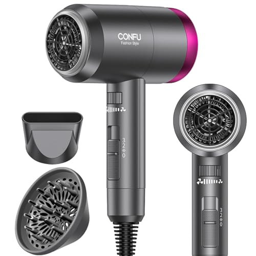 CONFU Ionic Blow Dryer 1600W, Portable Lightweight Fast Drying Negative Ion Hairdryer Blowdryer, 3 Heat Settings & Infinity Speed, with Diffuser and Concentrator Nozzle for Home & Travel | Amazon (US)