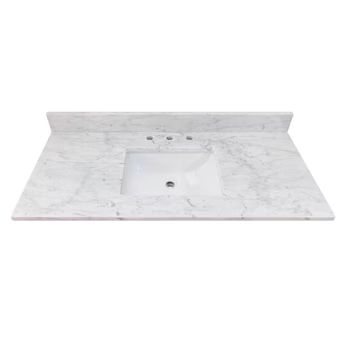allen + roth  Natural Carrara marble 49-in White Natural Marble Single Sink Bathroom Vanity Top | Lowe's