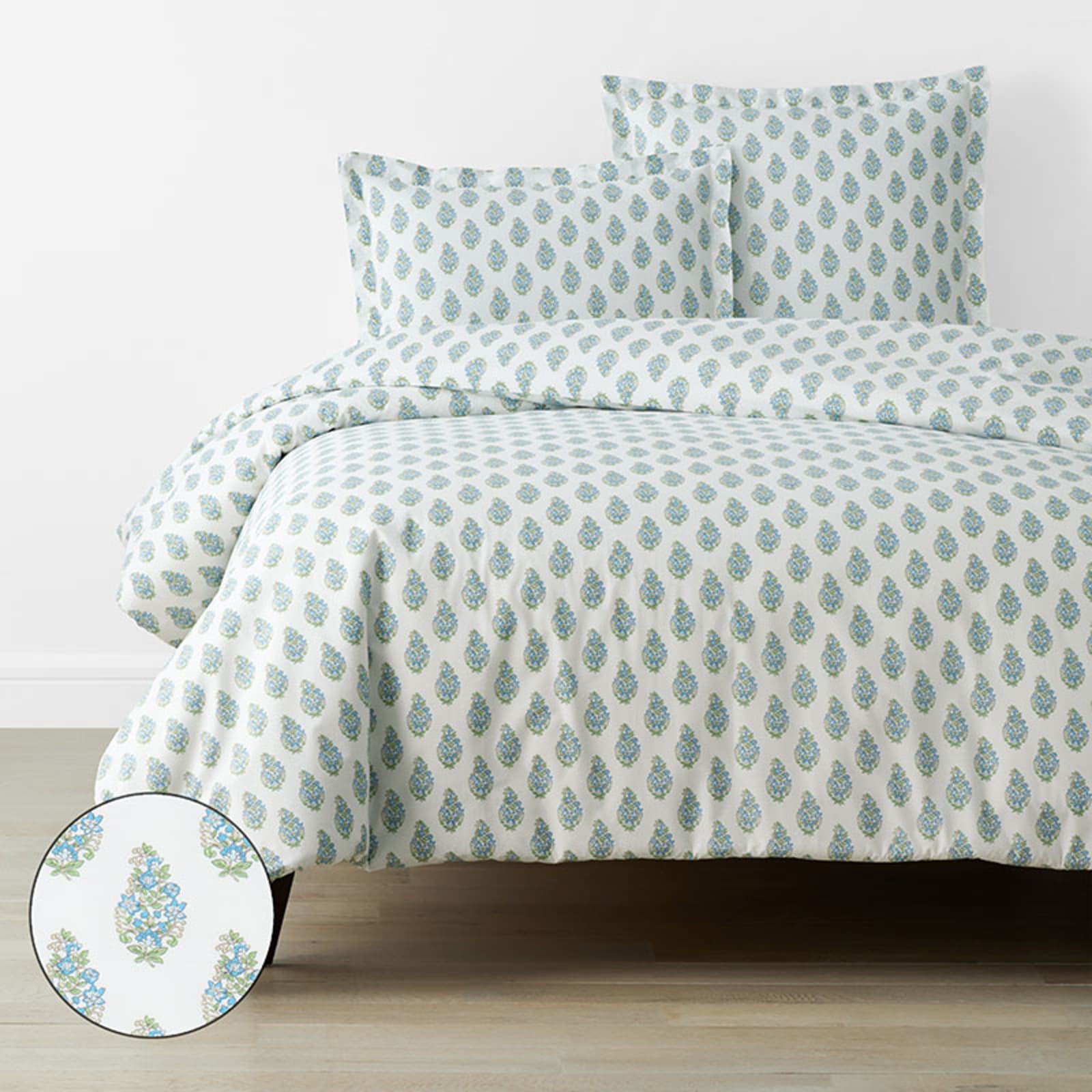 Vandana Floral Classic Cool Percale Duvet Cover - White Multi, Twin/Twin XL | The Company Store