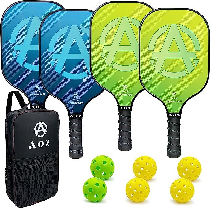 AOZINTL Pickleball Paddles Set of 4, Graphite Face Pickleball Paddles with Honeycomb Core and Pre... | Amazon (US)