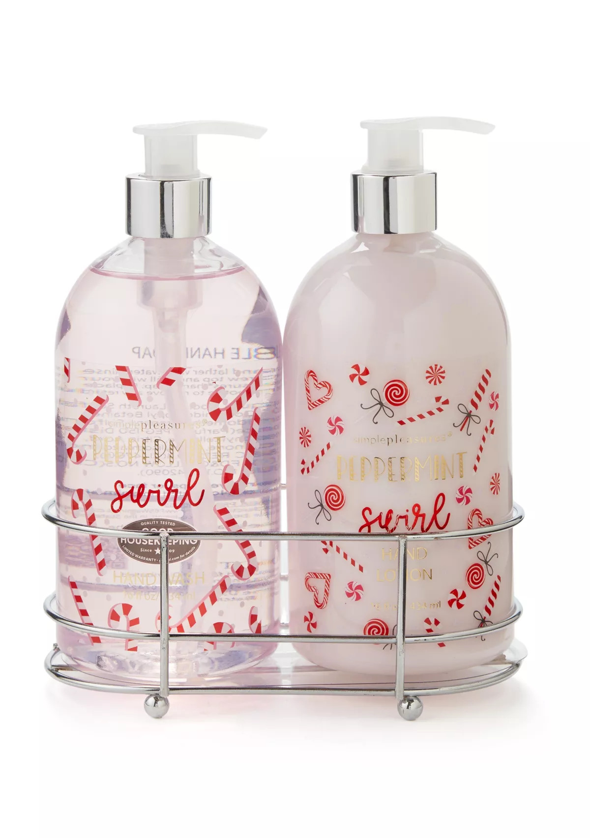 Wire Caddy Peppermint Swirl Hand Wash and Hand Lotion Set | Belk