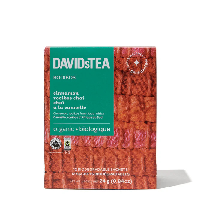 Organic Cinnamon Rooibos Chai Tea Pack of 12 Sachets | DAVIDsTEA