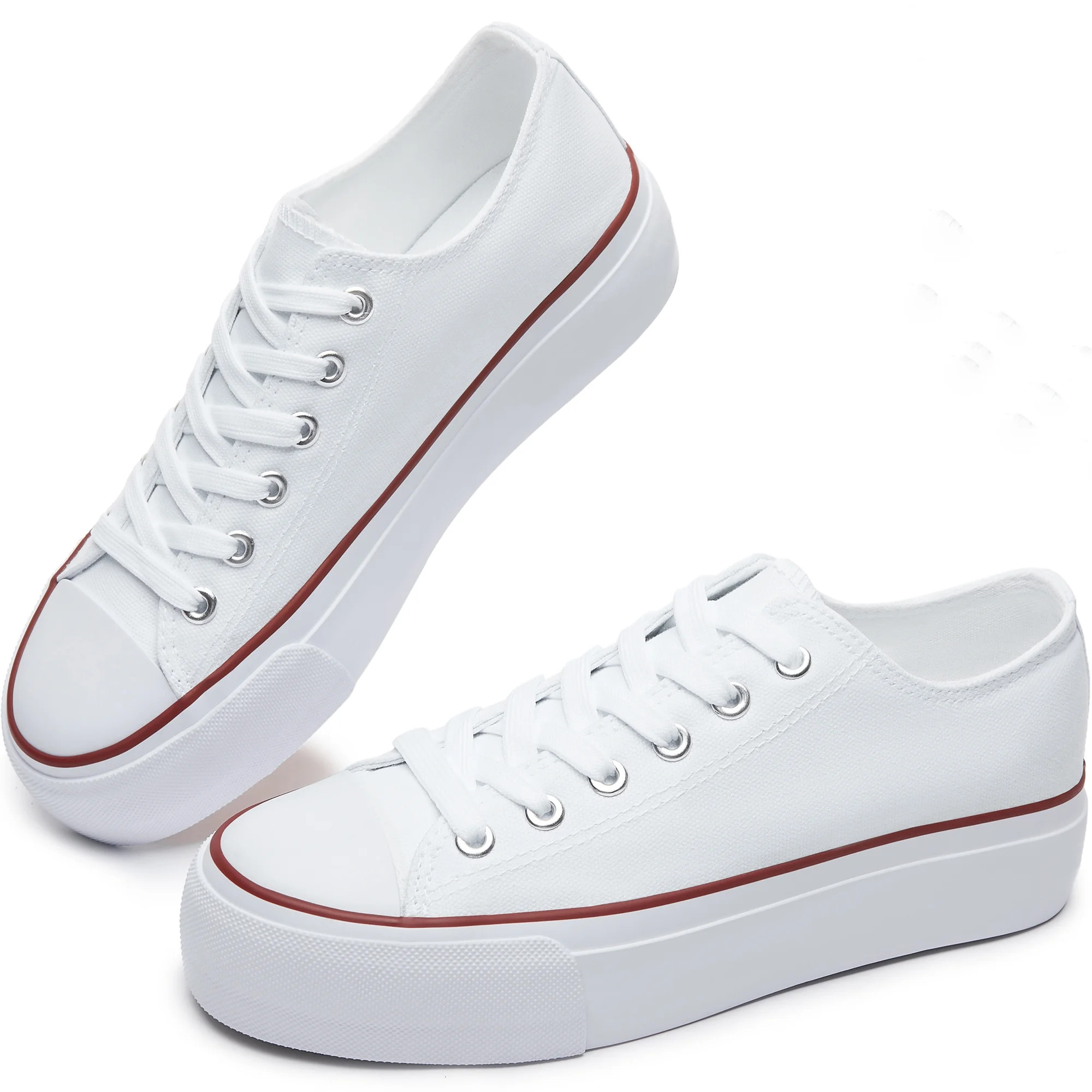 Obtaom Platform Fashion Women’s Low Top Canvas Sneakers,Comfortable Thick Sole Womens Canvas Sh... | Walmart (US)