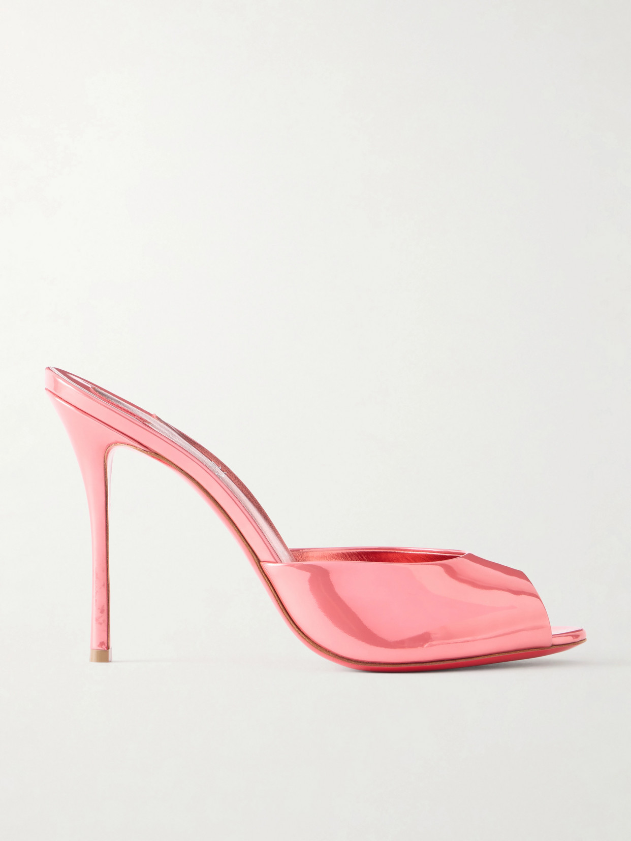 Christian Louboutin - Me Dolly 100 Mirrored-leather Mules - Pink | NET-A-PORTER (US)
