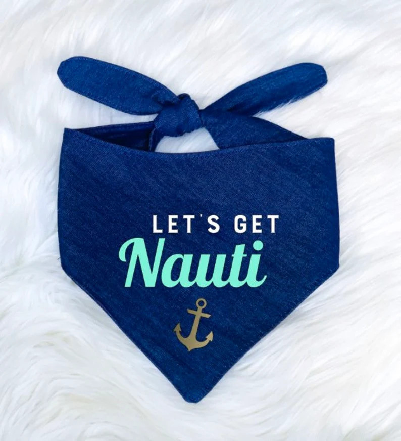 Lets Get Nauti Dog Bandana Nautical Anchor Gold and Teal | Etsy | Etsy (US)