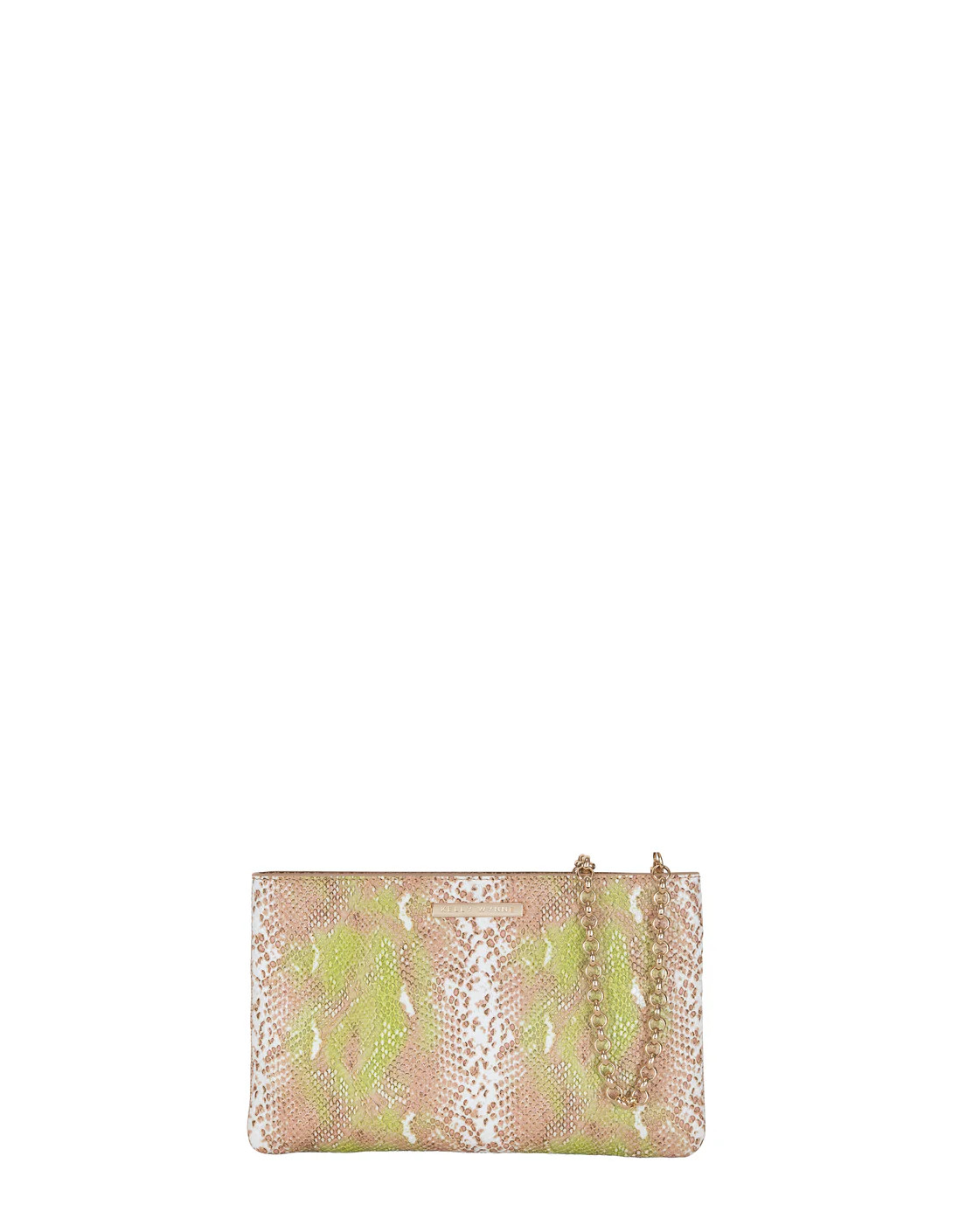 Risky Biz Wristlet in Almond/Lime Multi Python | Kelly Wynne | Kelly Wynne Handbags