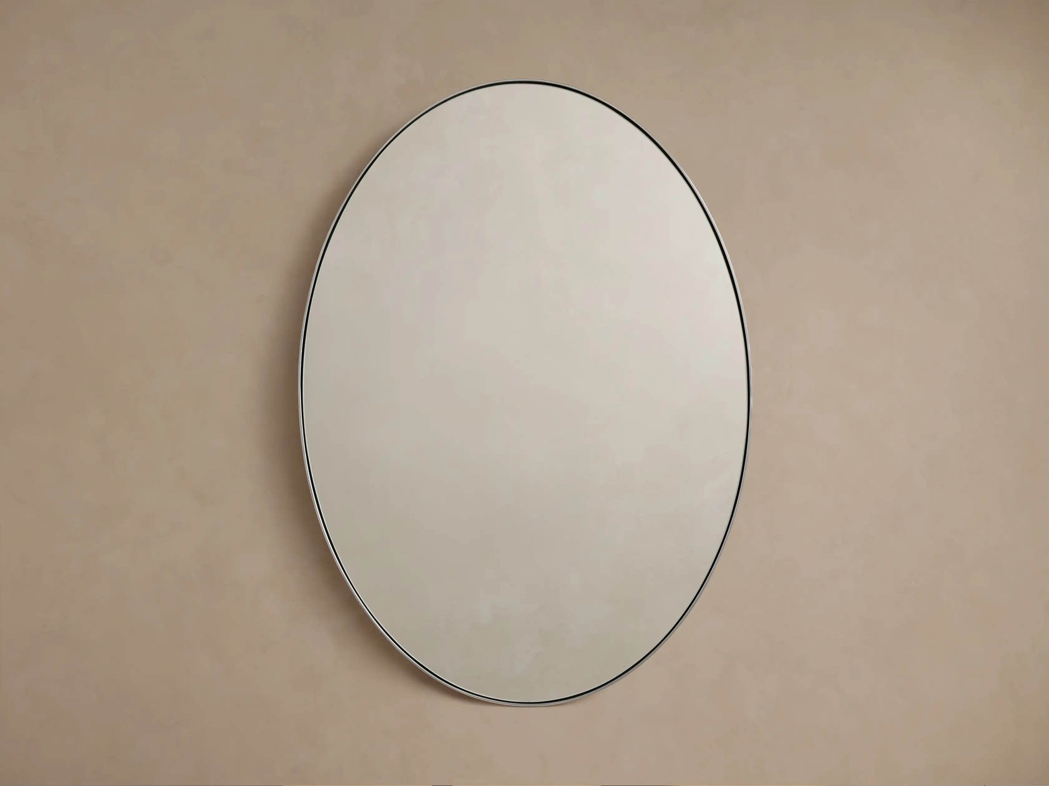Lira Oval Bath Wall Mirror in Nickel | Arhaus