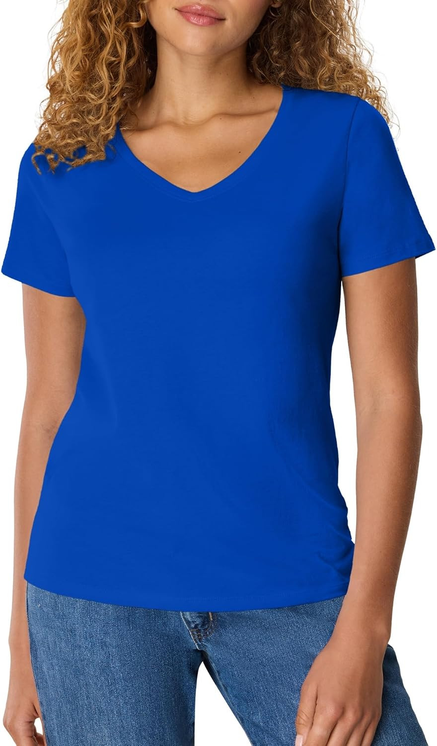 Hanes Women's Perfect-T V-neck T-shirt, Cotton Short Sleeve Tee for Women, 1 or 2-Pack | Amazon (US)