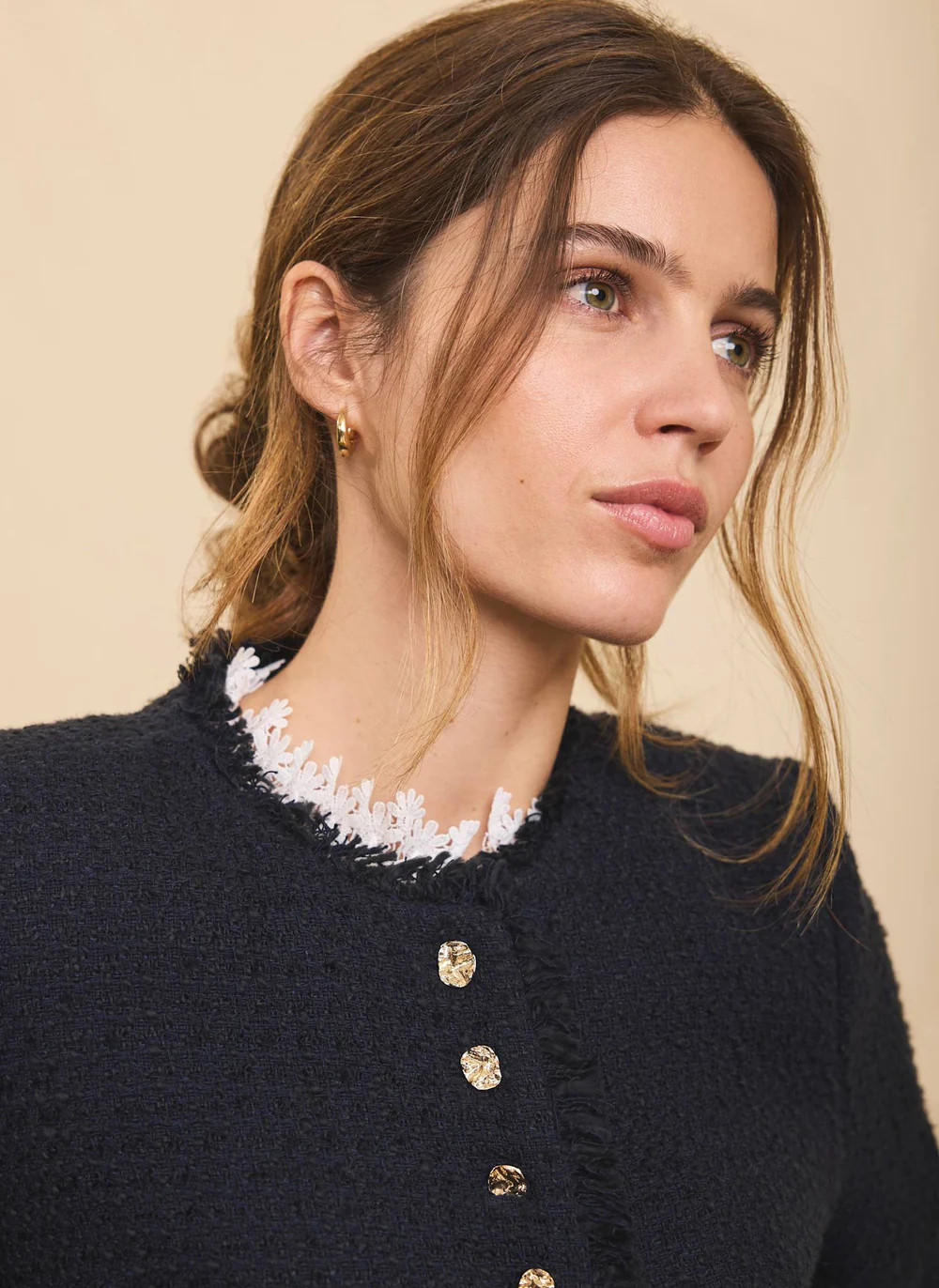 Navy Boucle Tweed Jacket | Mint Velvet