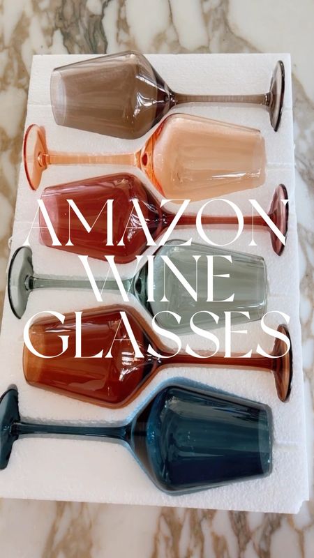 One of my favorite Amazon home purchases for spring! Love these colored wine glasses. Linking other favorites. Cella Jane. #amazonfinds 