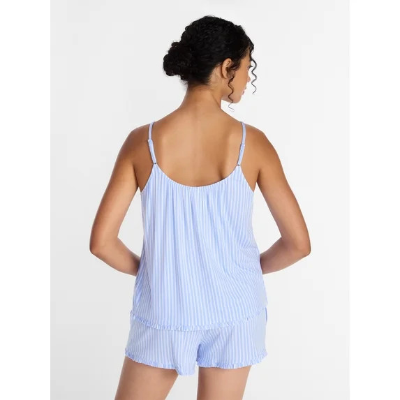 Joyspun Women’s Modal-Blend Ruffle Trim Cami and Shorts Sleepwear Set, 2-Piece, Sizes XS-3X | Walmart (US)
