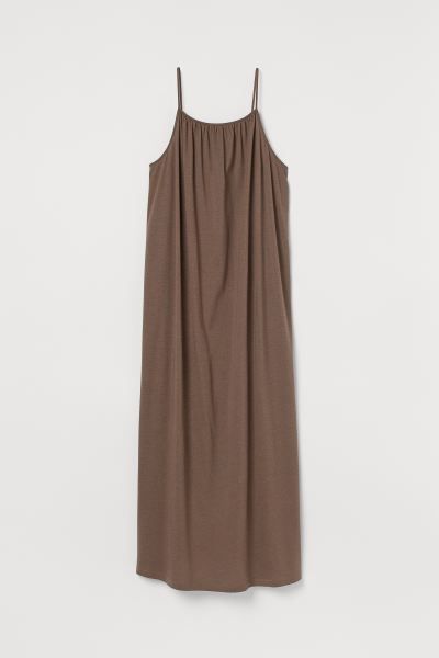 Long, sleeveless dress woven in a cotton blend with a square neckline, narrow shoulder straps and... | H&M (UK, MY, IN, SG, PH, TW, HK)