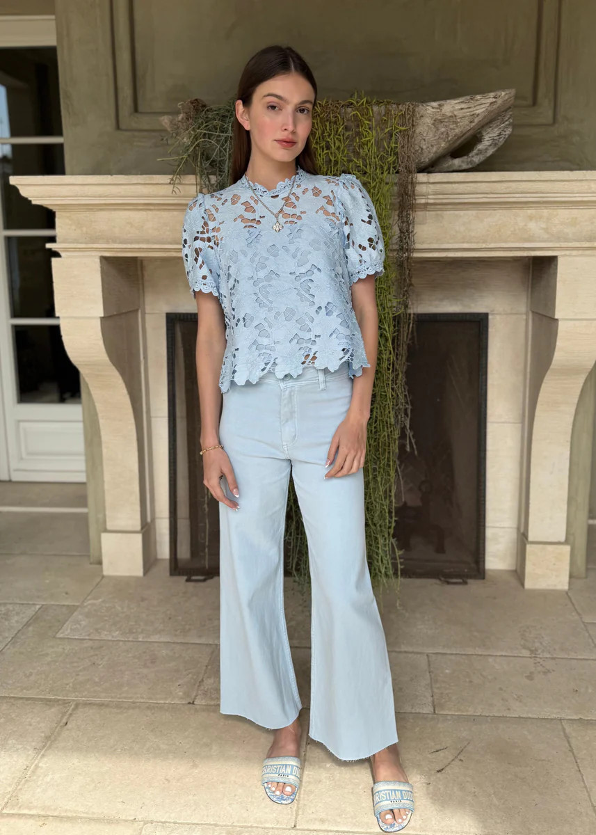 Lindi Straight Wide Leg Pants - Powder Blue | Benaar La