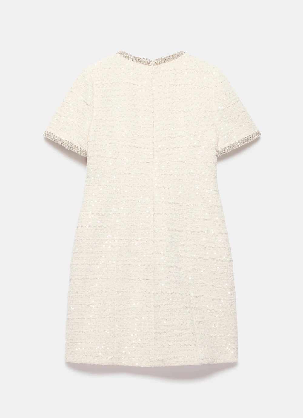 Cream Sequin Boucle Mini Dress | Mint Velvet