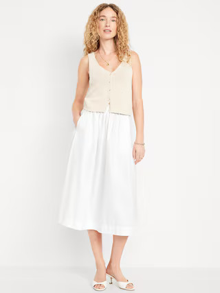 High-Waisted A-Line Midi Skirt | Old Navy (US)