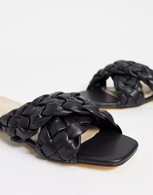 RAID Wide Fit Destiny braided slide sandals in black | ASOS (Global)
